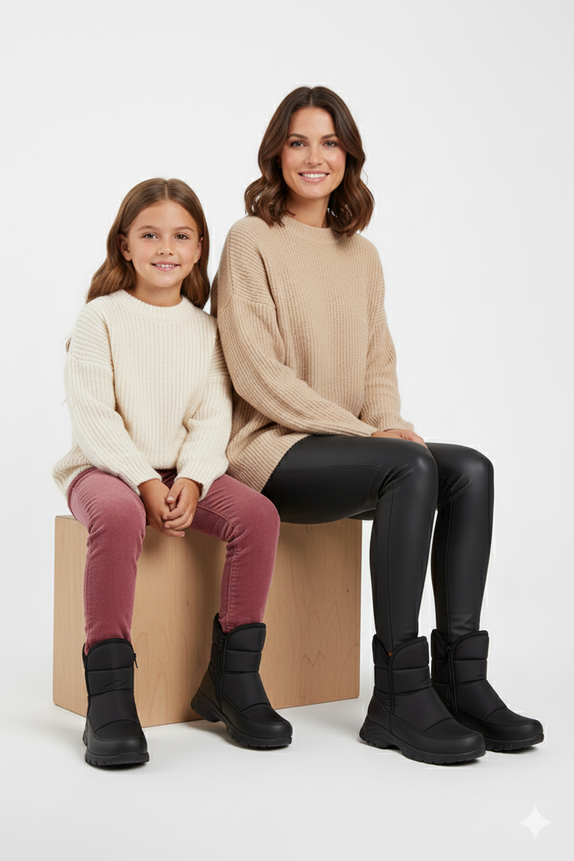 Snowly Siyah Kaymaz Taban İçi Kürklü Fermuarlı Kar Botu