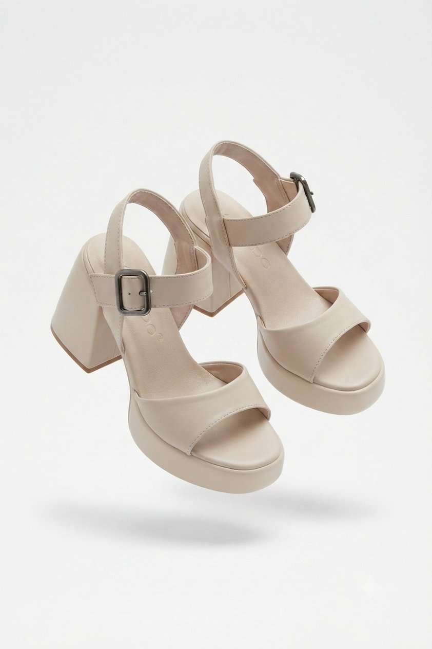Sody Exclusive Bej Platform Topuklu Sandalet 9 cm