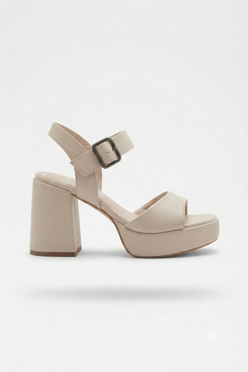Sody Exclusive Bej Platform Topuklu Sandalet 9 cm
