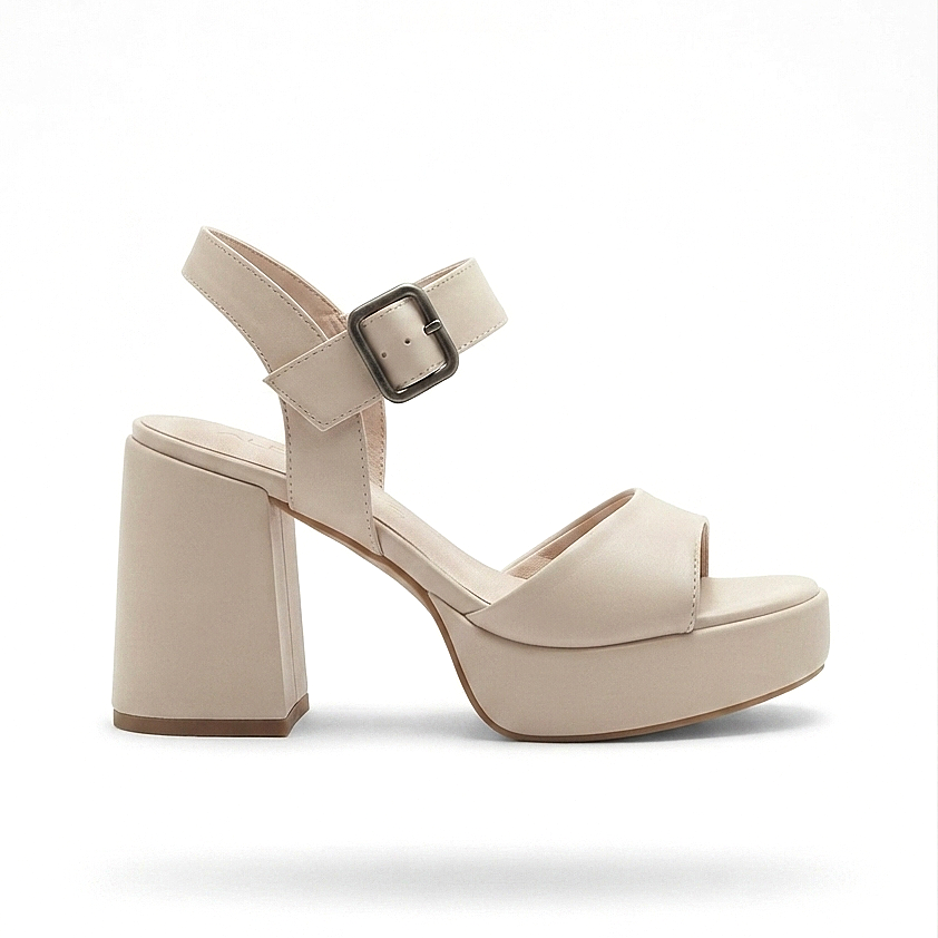 Sody Exclusive Bej Platform Topuklu Sandalet 9 cm