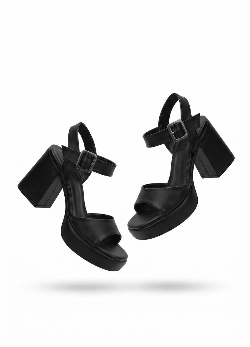 Sody Exclusive Siyah Platform Topuklu Sandalet 9 cm