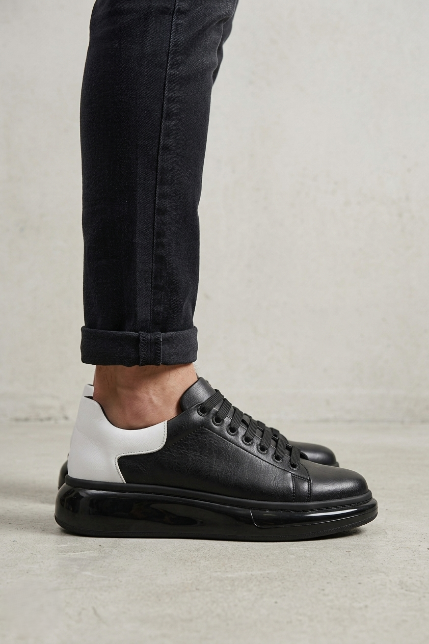 ZRC295 Yüksek Kalite Air Kalın Taban Erkek Sneaker Siyah Arkası Beyaz