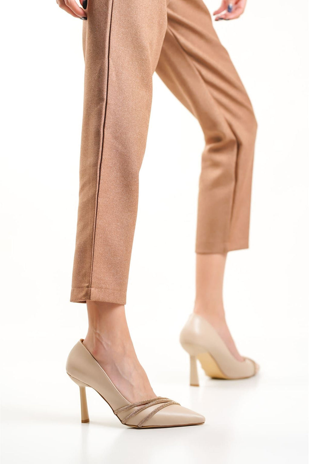 Perth Premium Nude Taşlı Kadın Ayakkabı 8.5 cm