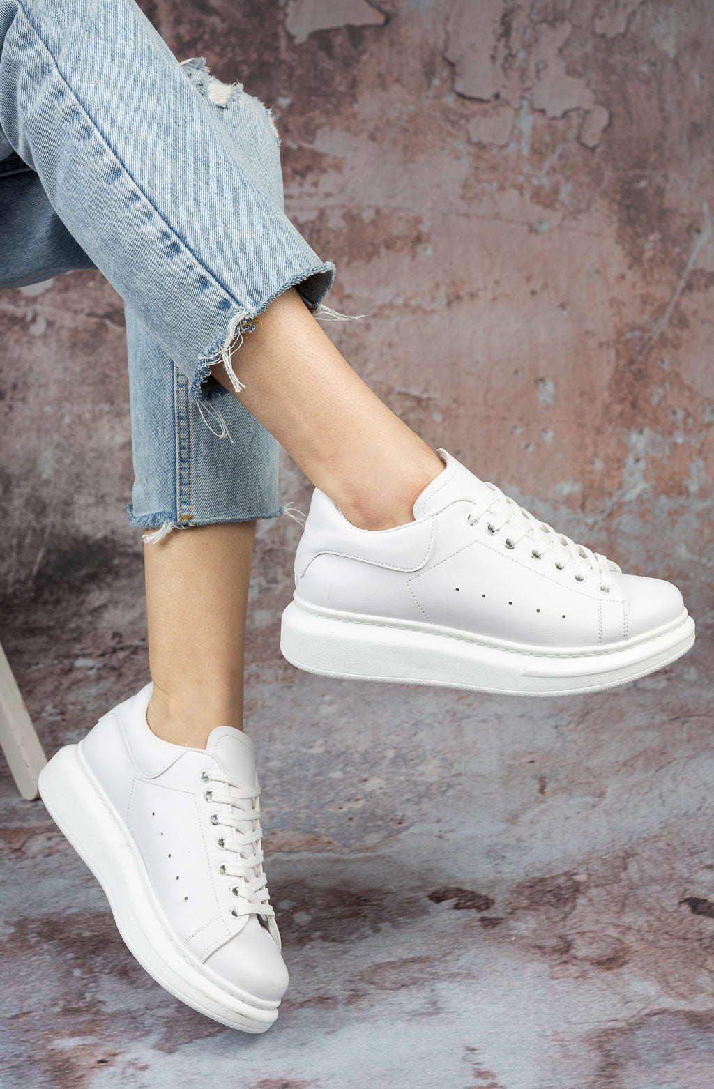 SPECTRA-01 Günlük Bağcıklı Ortopedik Kadın Sneaker Beyaz