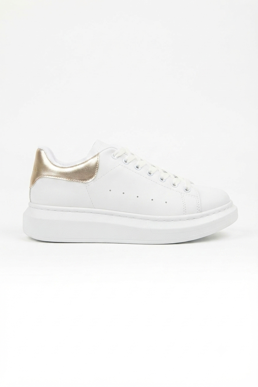 SPECTRA-01 Günlük Bağcıklı Ortopedik Kadın Sneaker Beyaz Altın