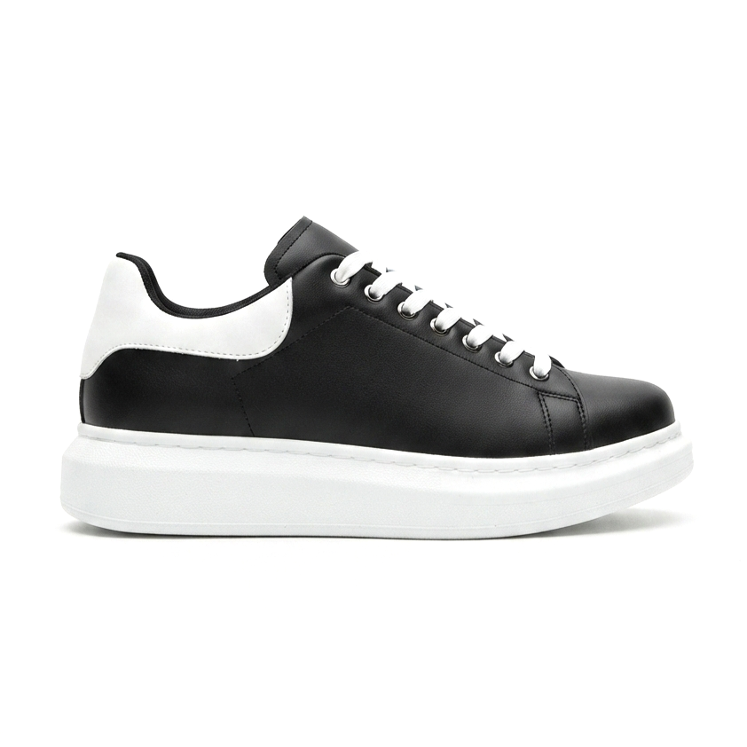 SPECTRA-01 Günlük Bağcıklı Ortopedik Kadın Sneaker Beyaz Siyah Beyaz