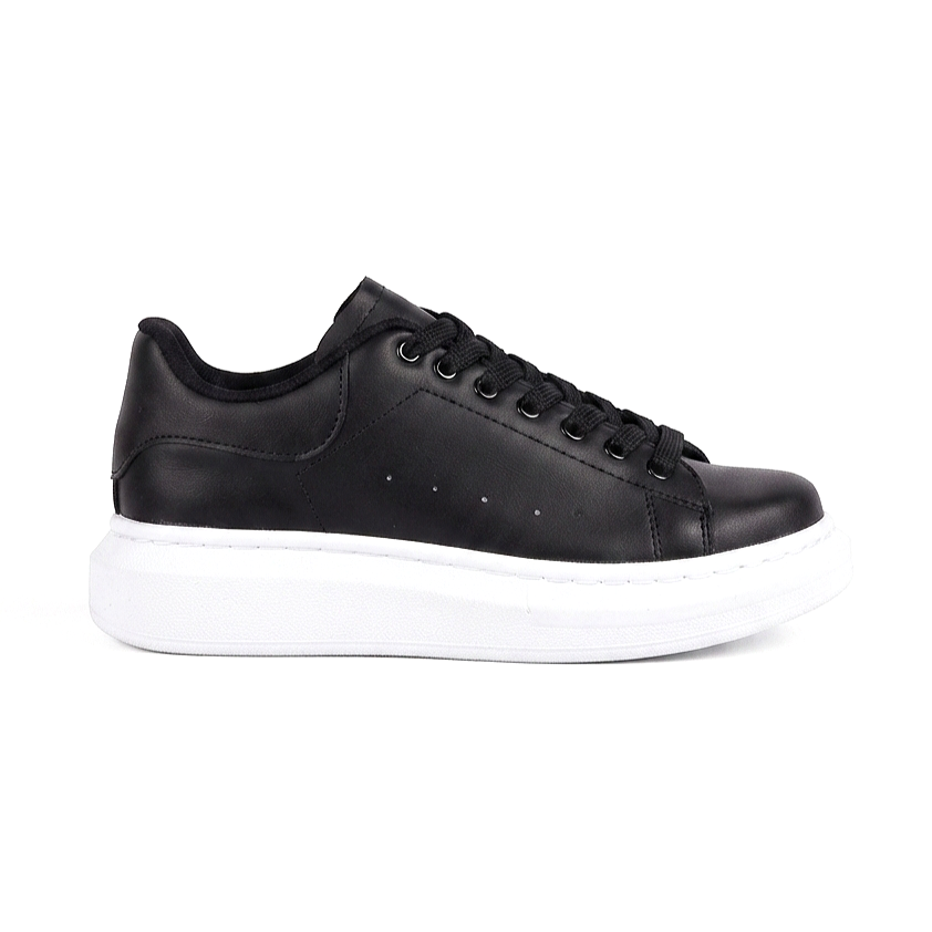 SPECTRA-01 Günlük Bağcıklı Ortopedik Kadın Sneaker Siyah Beyaz