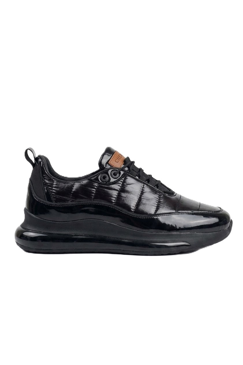 Sporty Runner Premium Erkek Sneaker Siyah Rugan