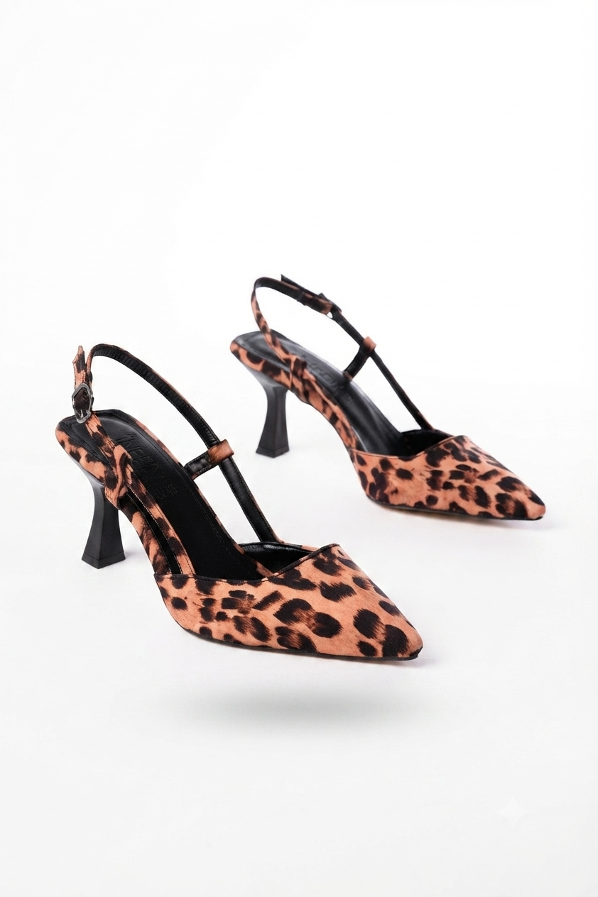 ZRİN-002 Leopar Günlük 7 cm Topuklu Ayakkabı