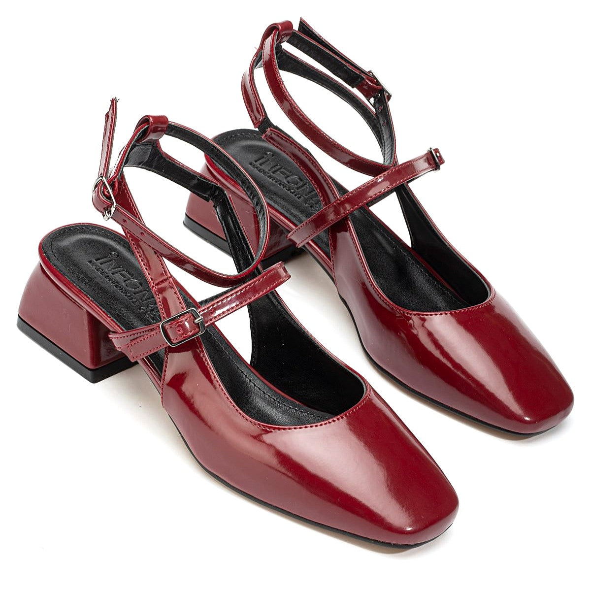 ZRİN-003 Premium Bordo Rugan Günlük 4 cm Mary Jane Topuklu Ayakkabı