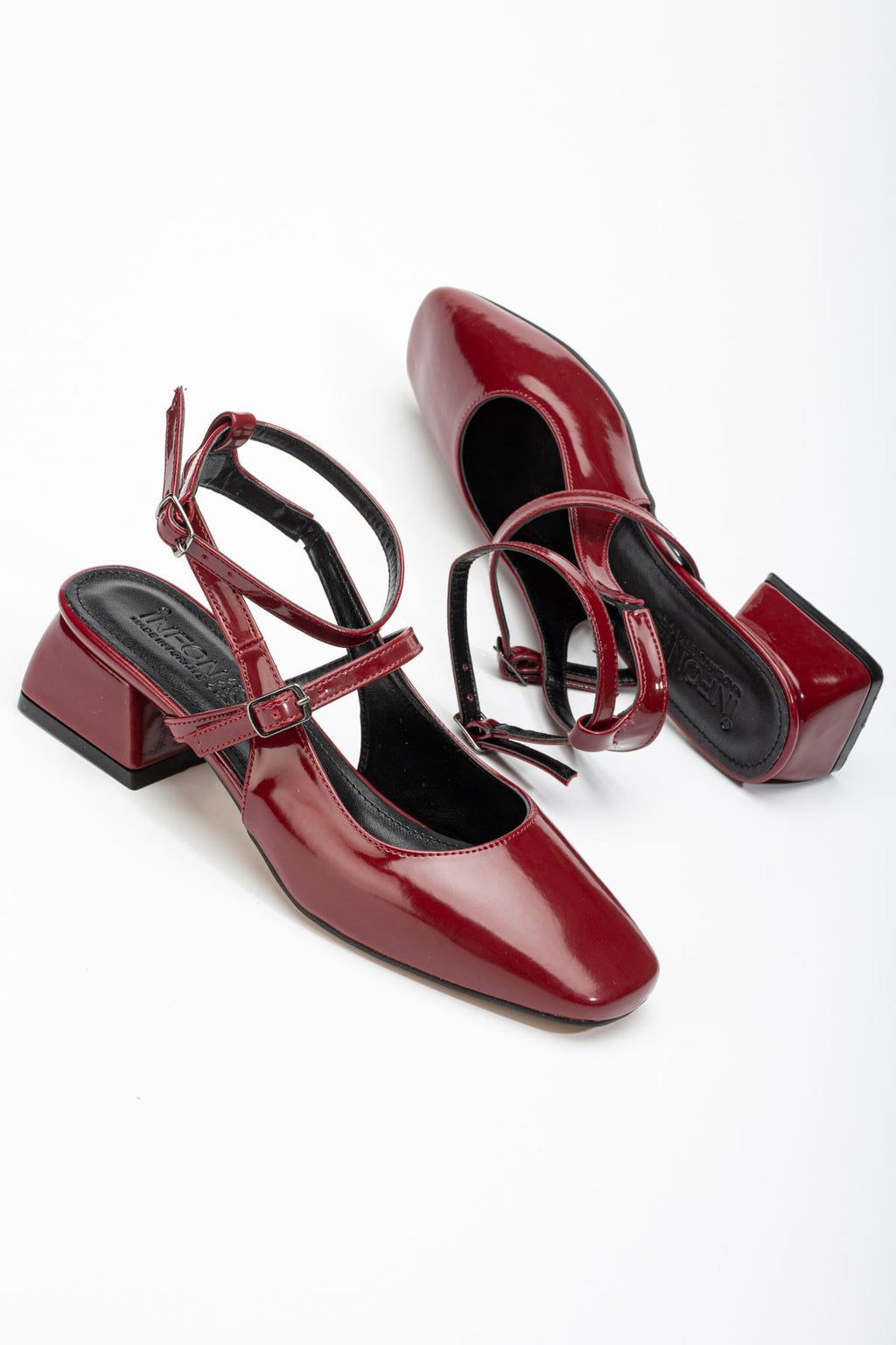 ZRİN-003 Premium Bordo Rugan Günlük 4 cm Mary Jane Topuklu Ayakkabı