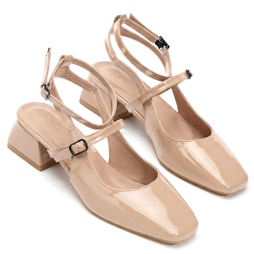 ST-003 Nut Rugan Günlük 4 cm Topuklu Bayan Ayakkabı