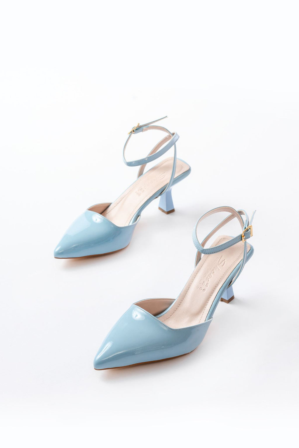 ZRİN-004 Bebe Mavi Rugan Günlük 7 cm Topuklu Ayakkabı