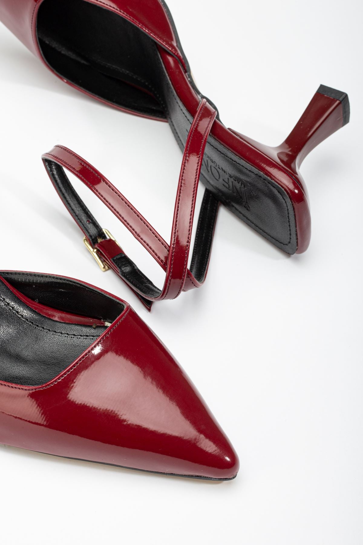ZRİN-004 Bordo Rugan Günlük 7 cm Topuklu Ayakkabı