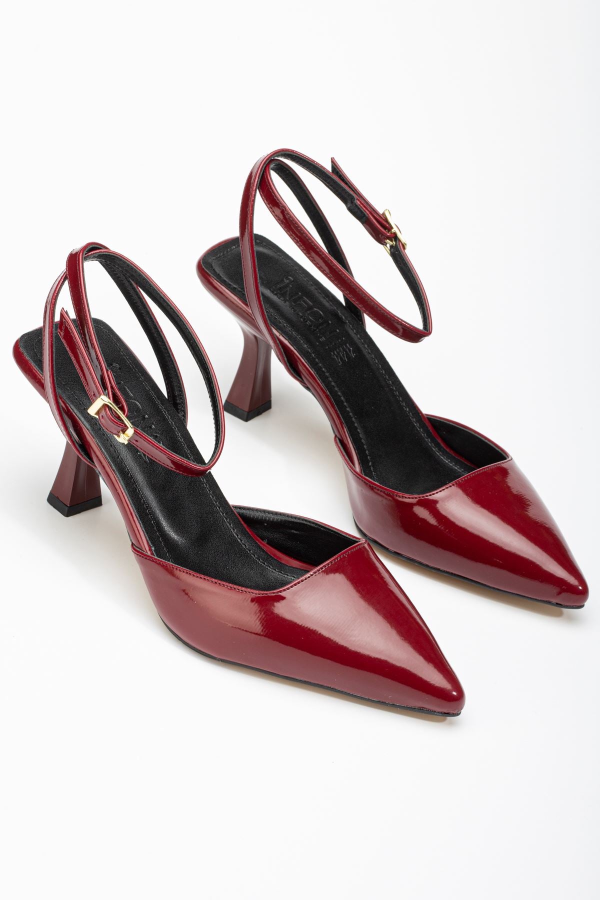 ZRİN-004 Bordo Rugan Günlük 7 cm Topuklu Ayakkabı
