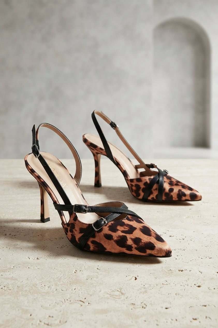 ZRİN-005 Leopar Günlük 7 cm Topuklu Ayakkabı