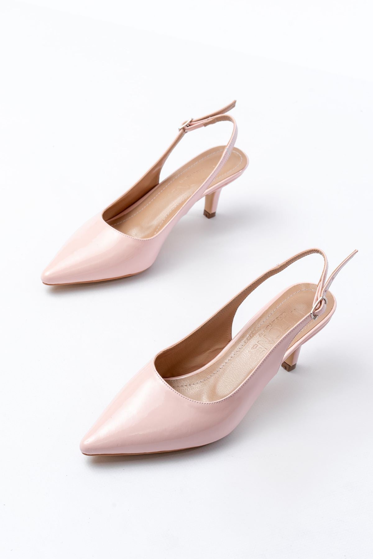 ZRİN-1152 Premium Pembe Rugan Günlük 7 cm Topuklu Ayakkabı