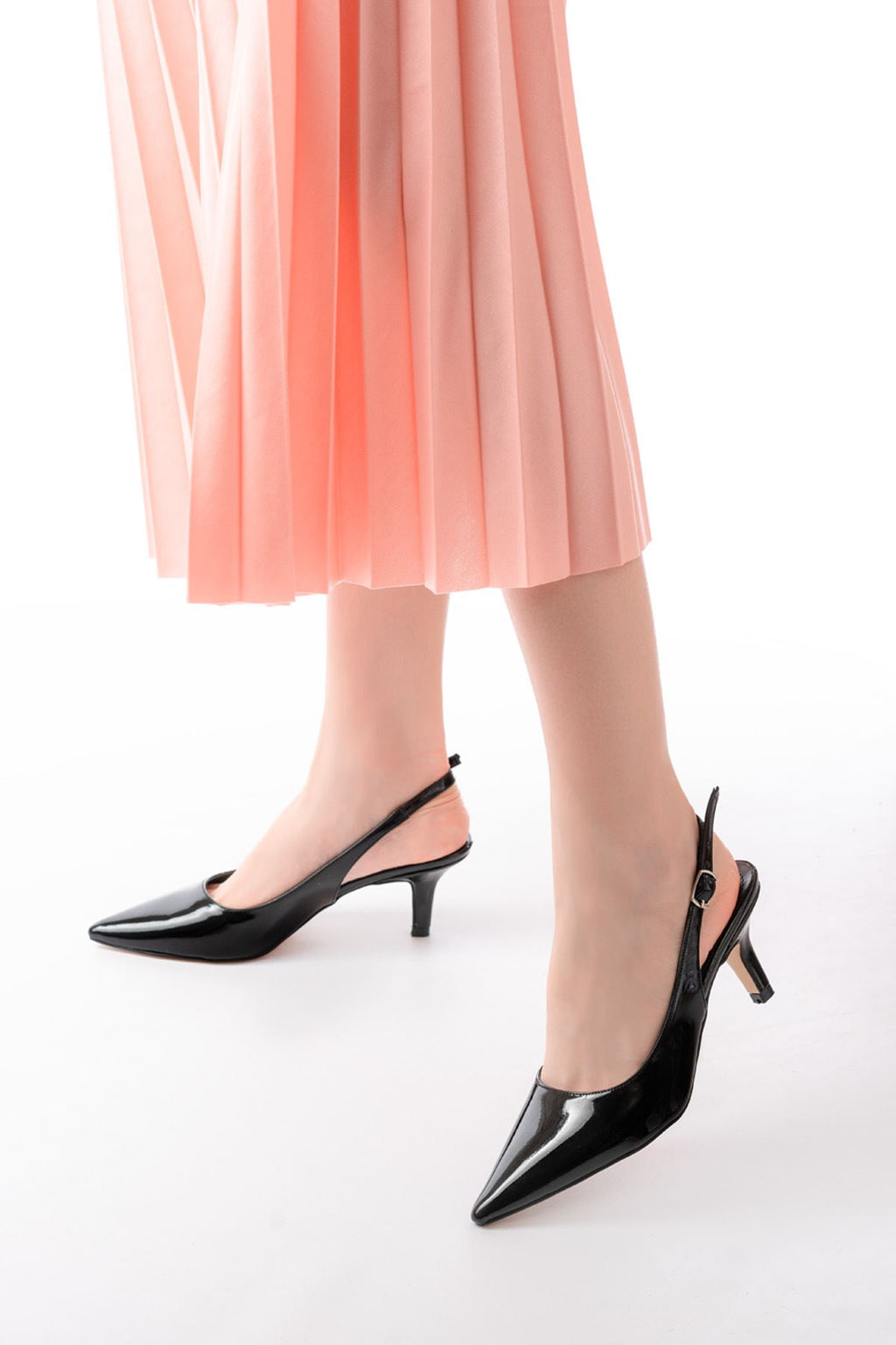 ZRİN-1152 Premium Siyah Rugan Günlük 7 cm Topuklu Ayakkabı
