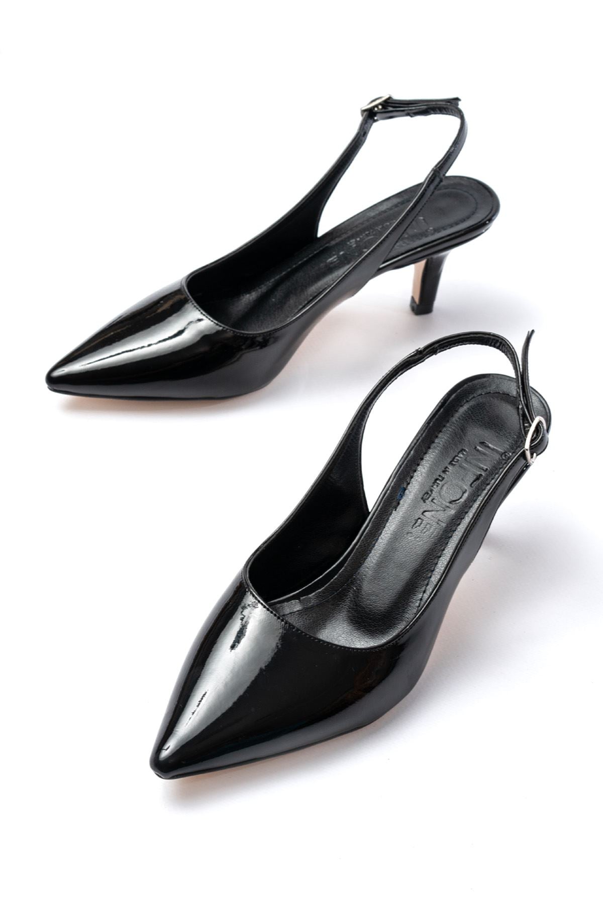 ZRİN-1152 Premium Siyah Rugan Günlük 7 cm Topuklu Ayakkabı