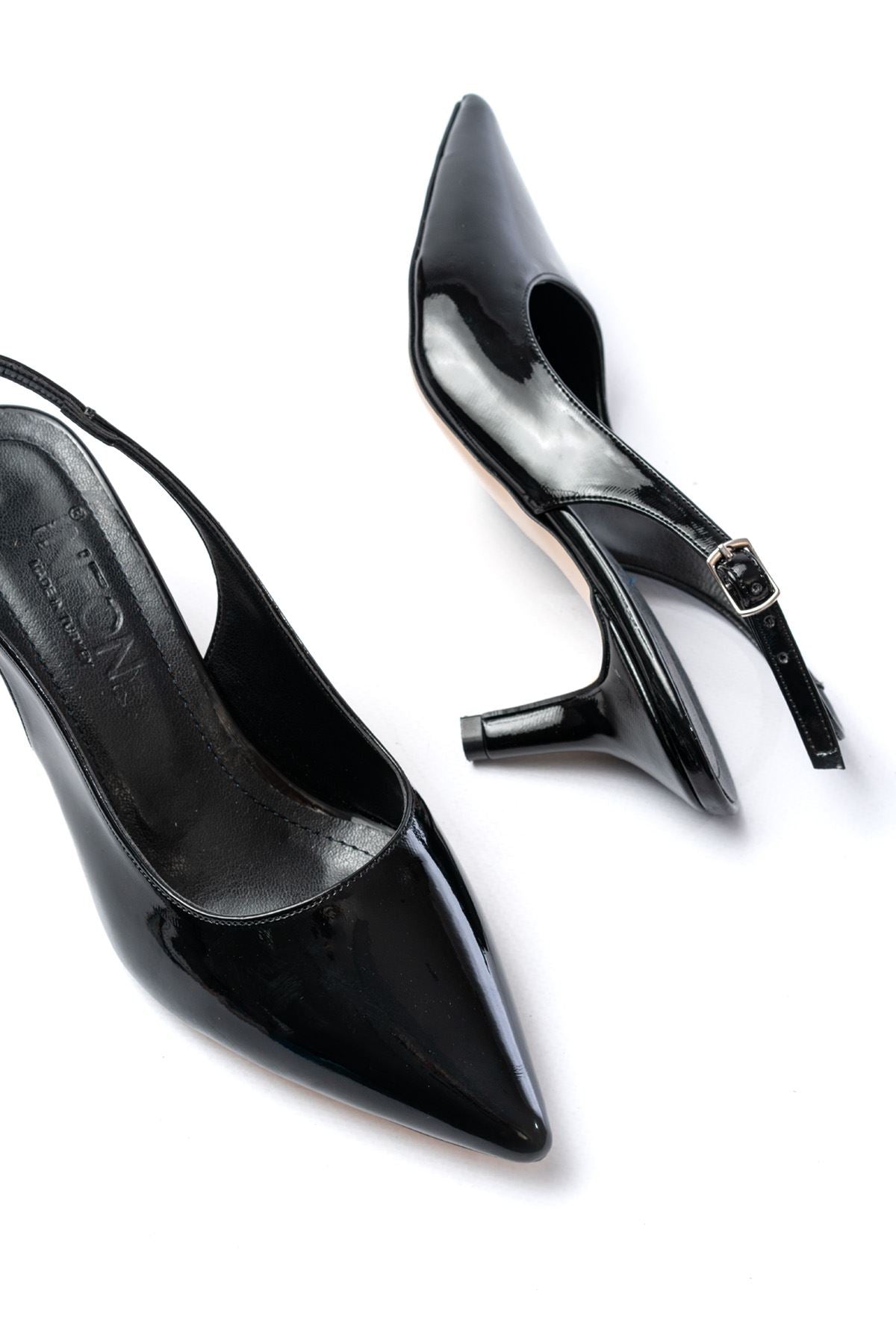 ZRİN-1152 Premium Siyah Rugan Günlük 7 cm Topuklu Ayakkabı