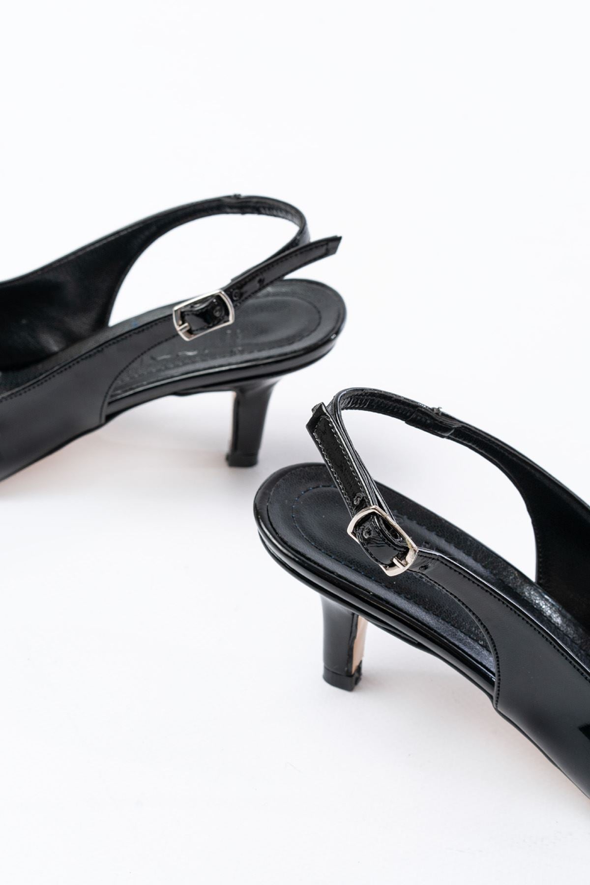 ZRİN-1152 Premium Siyah Rugan Günlük 7 cm Topuklu Ayakkabı