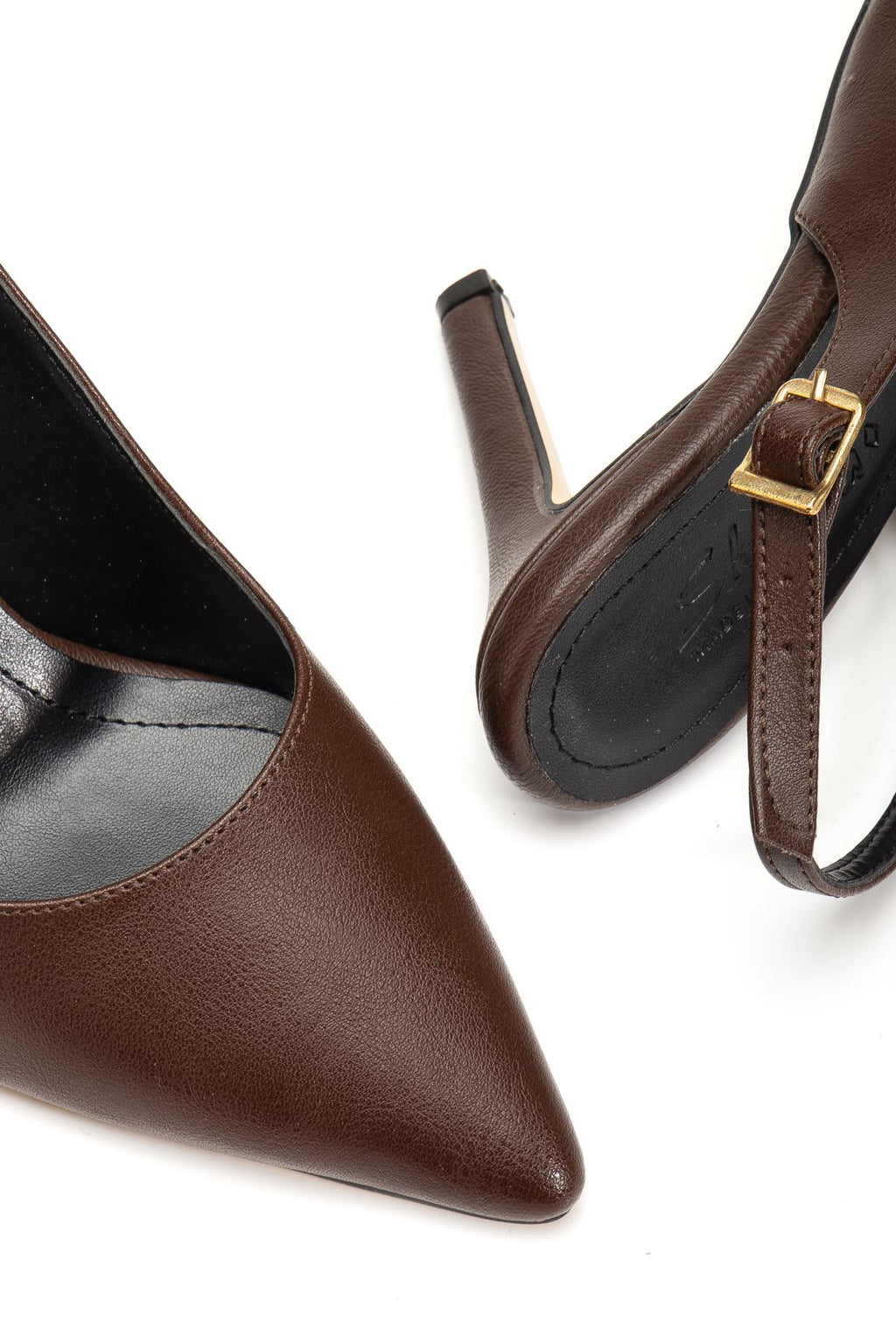 ZRİN-1153 Exclusive Kahve Günlük Arkası Açık 9 cm Topuklu Ayakkabı