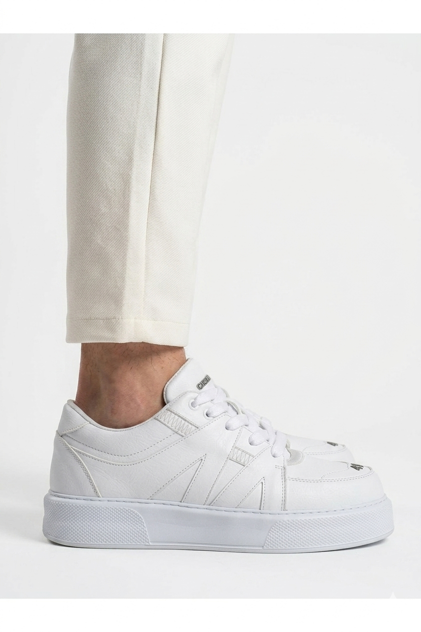ZRC2407 Yüksek Kalite Kalın Taban Erkek Sneaker Beyaz