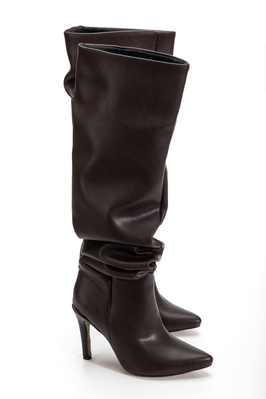 ZRİNXX-2003 Premium Kahve Körüklü İnce Topuklu Günlük Kadın Çizme 11 cm