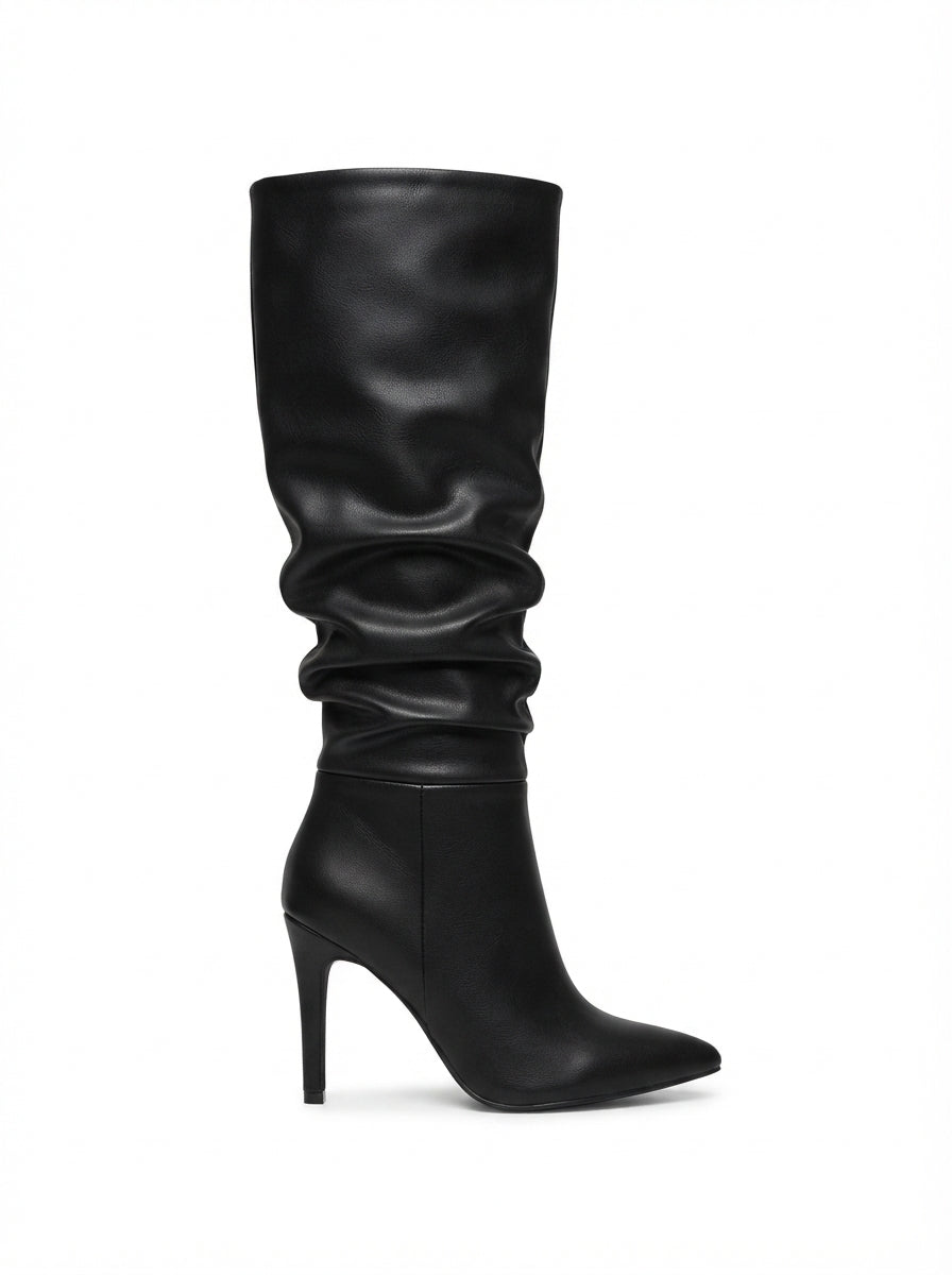 ZRİNXX-2003 Premium Siyah Körüklü İnce Topuklu Günlük Kadın Çizme 11 cm