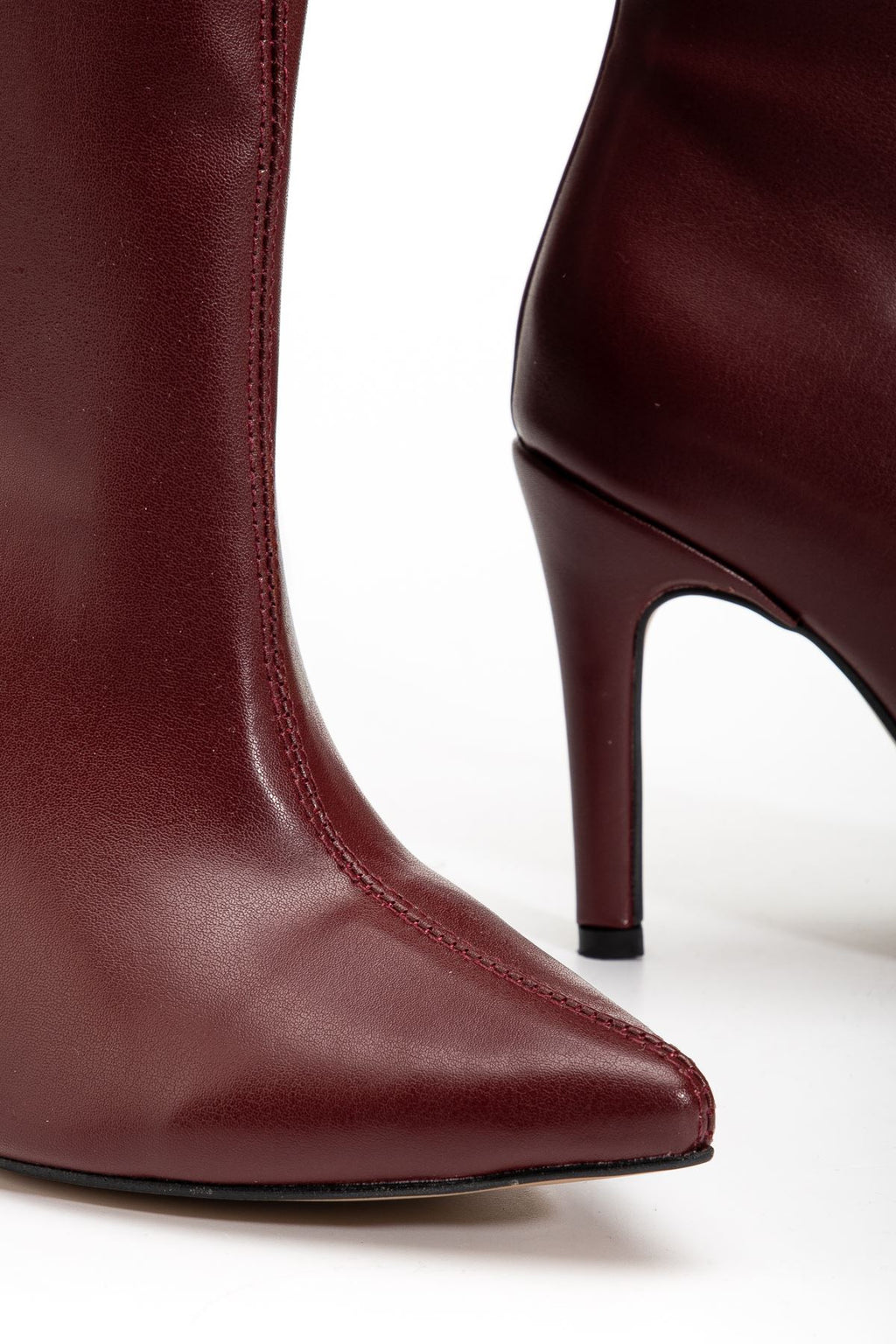 ZRİNX-2004 Premium Bordo Sivri Burun İnce Topuklu Kadın Çizme 9,5 cm