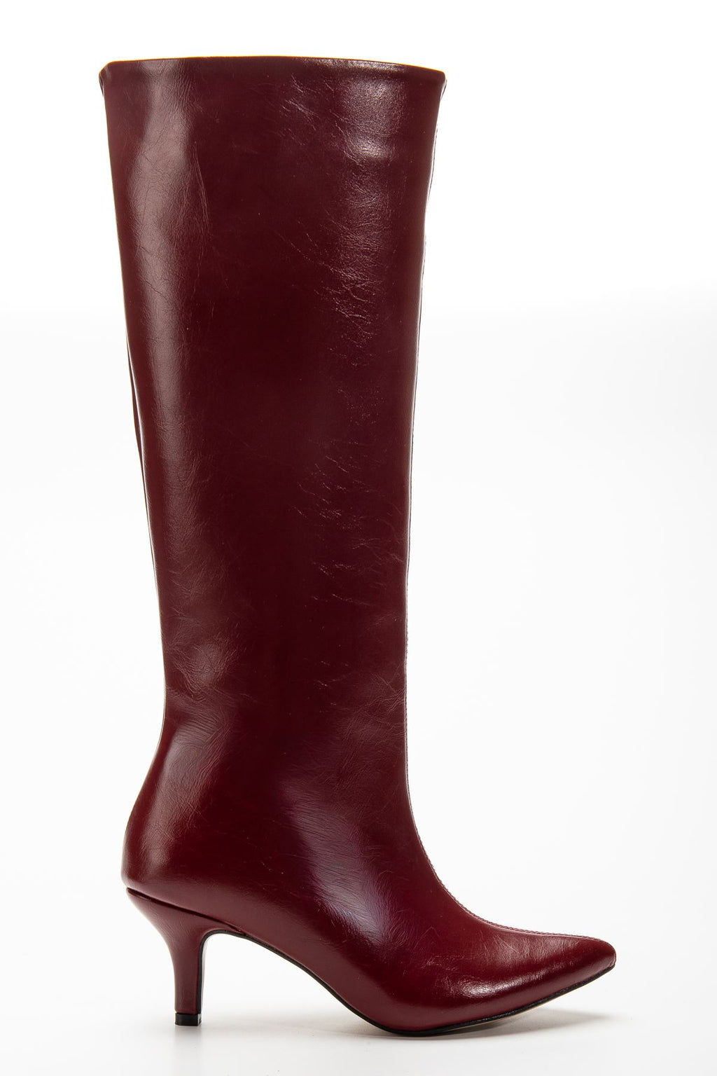 ZRİNX-2025 Premium Bordo Kırışık Rugan Günlük Kadın Çizme 6,5 cm