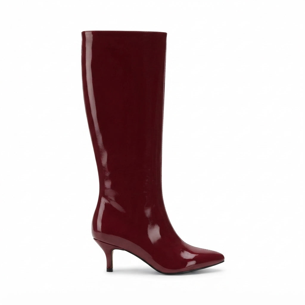 ZRİNX-2025 Premium Bordo Rugan Günlük Kadın Çizme 6,5 cm