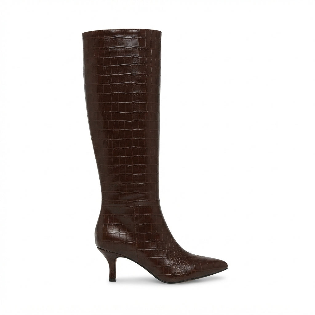 ZRİNX-2025 Premium Kahve Kroko Günlük Kadın Çizme 6,5 cm