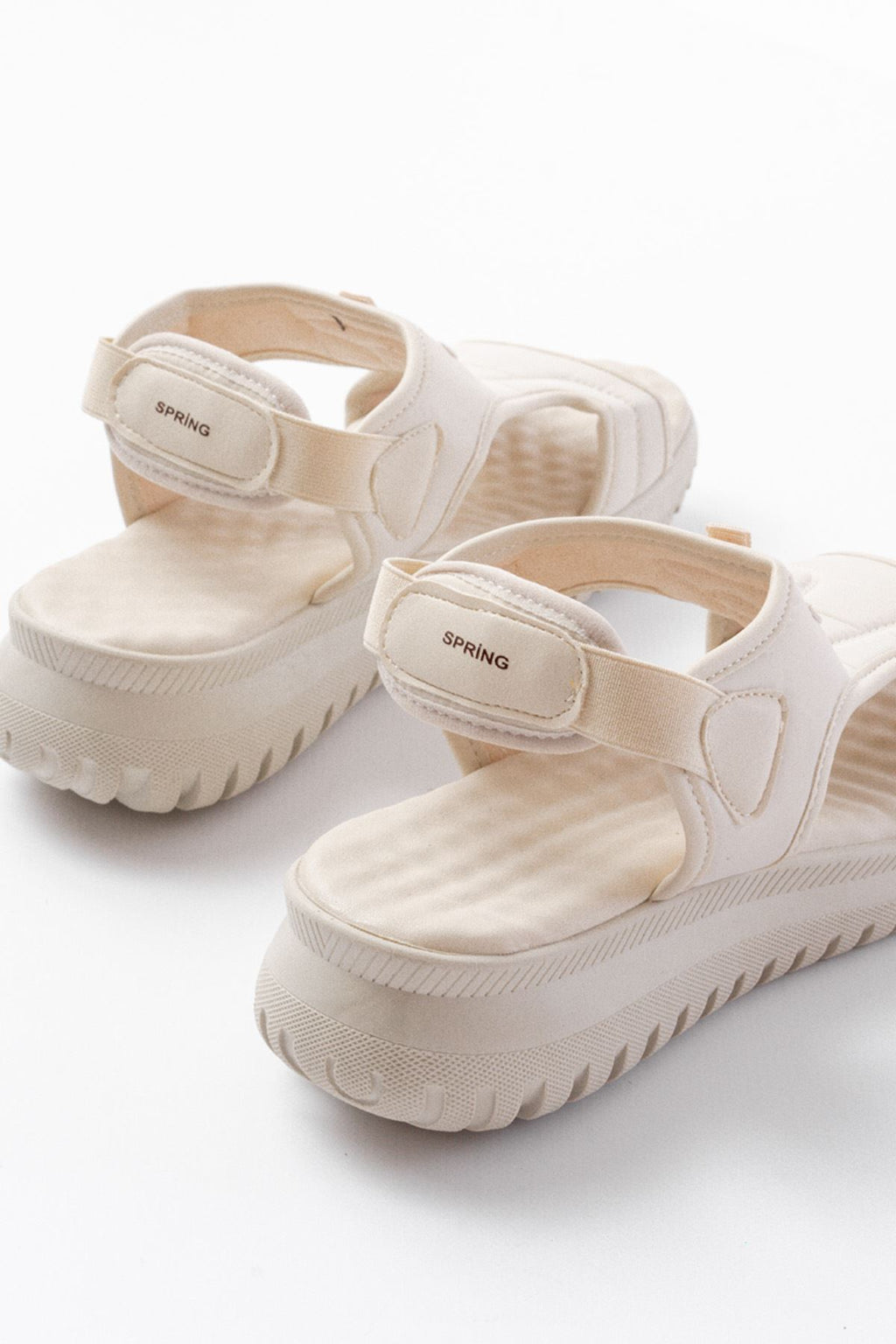 Spring Premium Bej Spring Paraşüt Kumaş Lastikli Ortopedik Kadın Sandalet