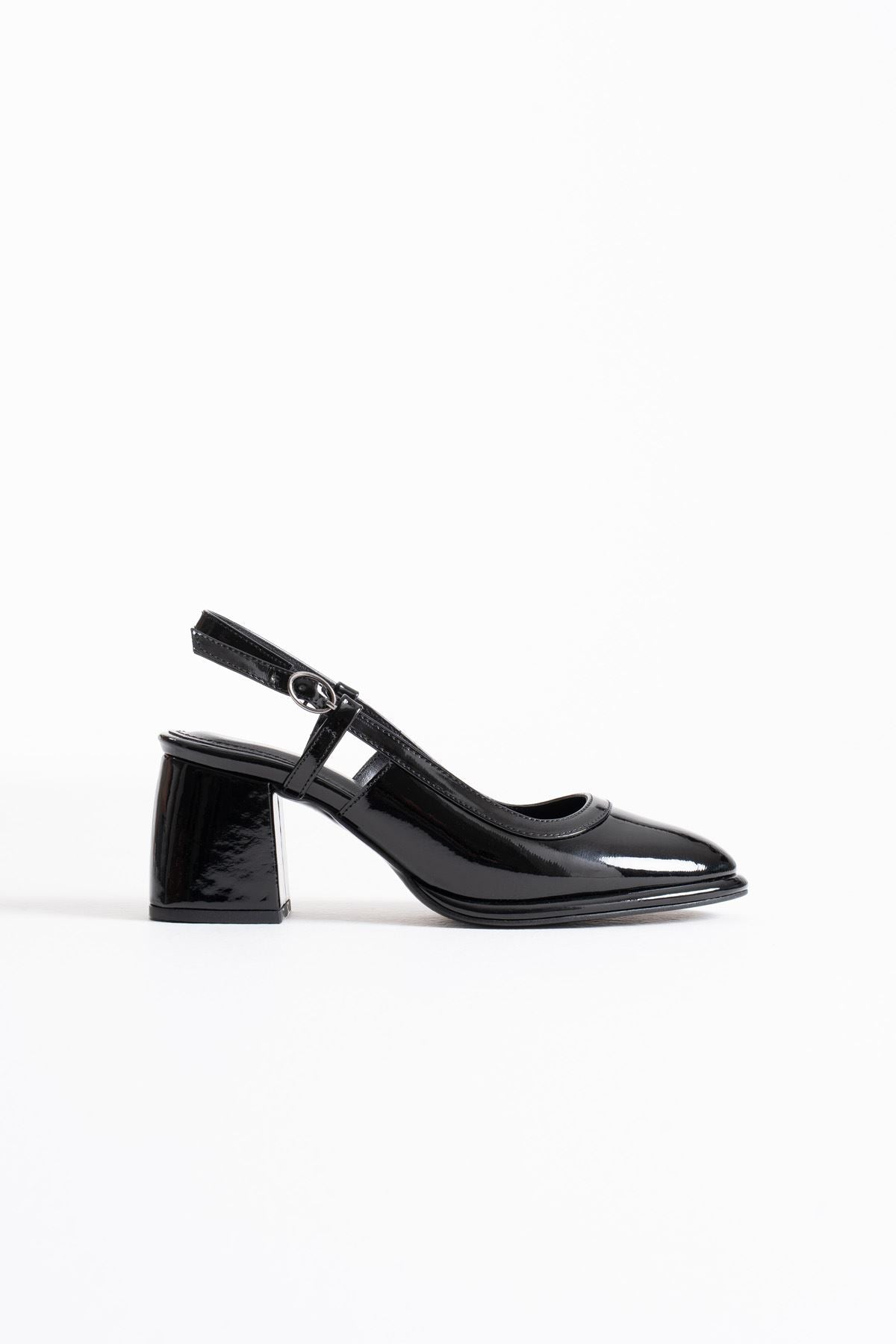 Taila Premium Black Patent Leather Women's High Heel Shoes