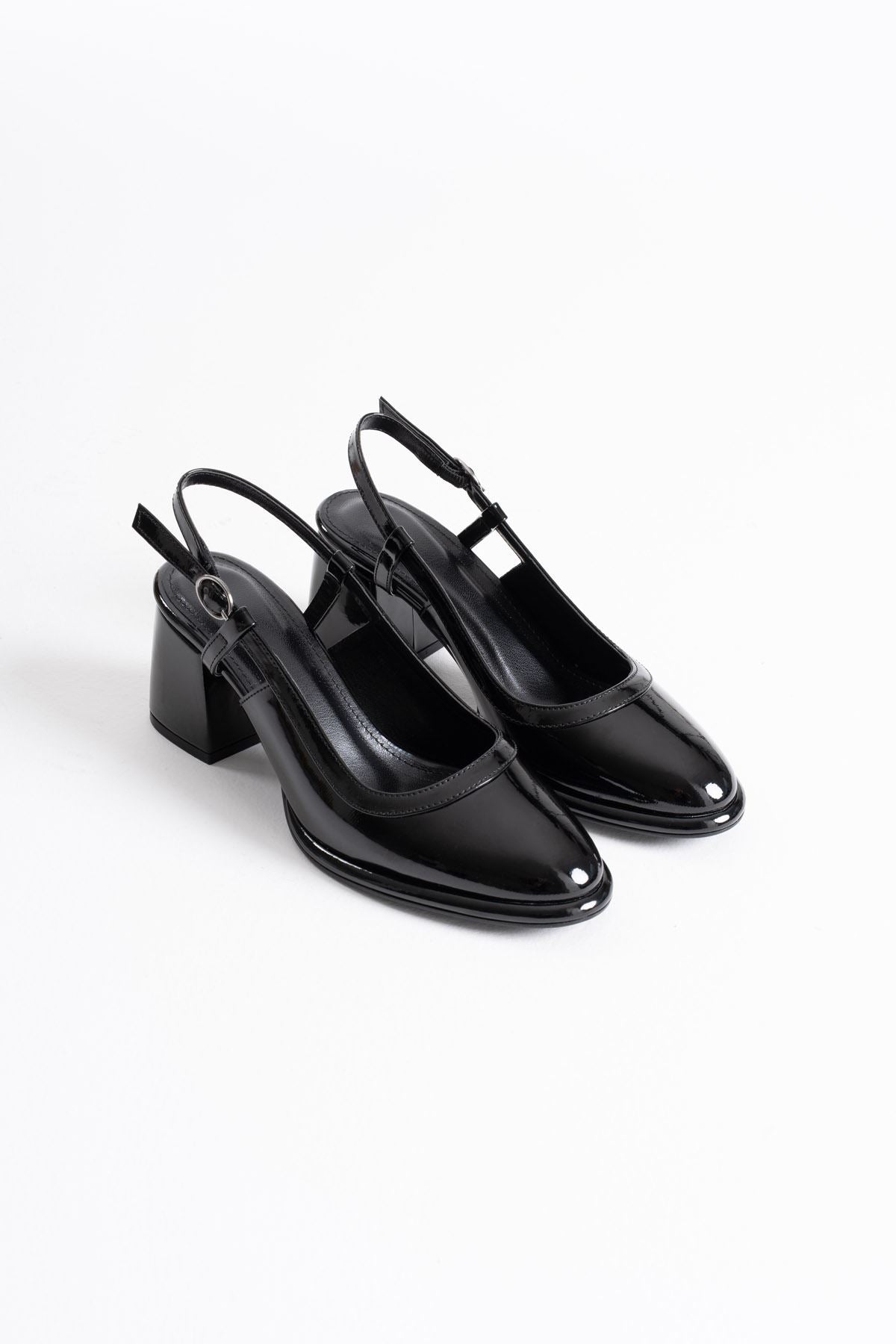 Taila Premium Black Patent Leather Women's High Heel Shoes