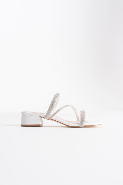 Tanya Premium White Women's Stoned Slippers