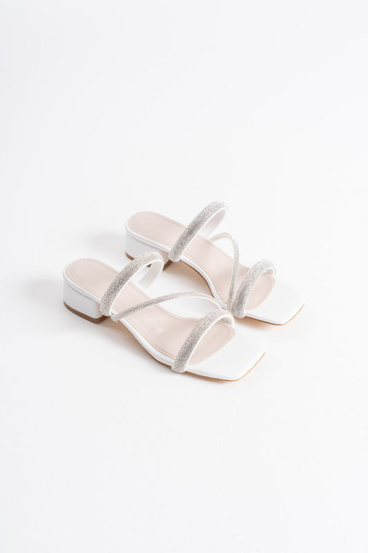 Tanya Premium White Women's Stoned Slippers