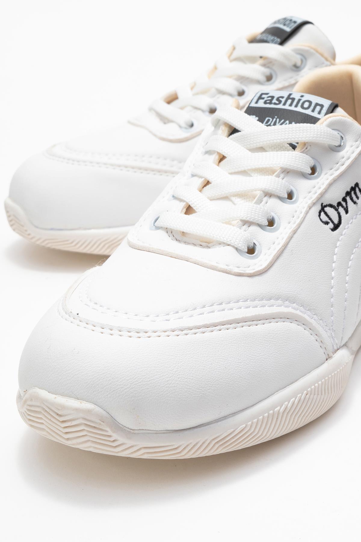 Virto Premium Beyaz Bağcıklı Kadın Spor Ayakkabı