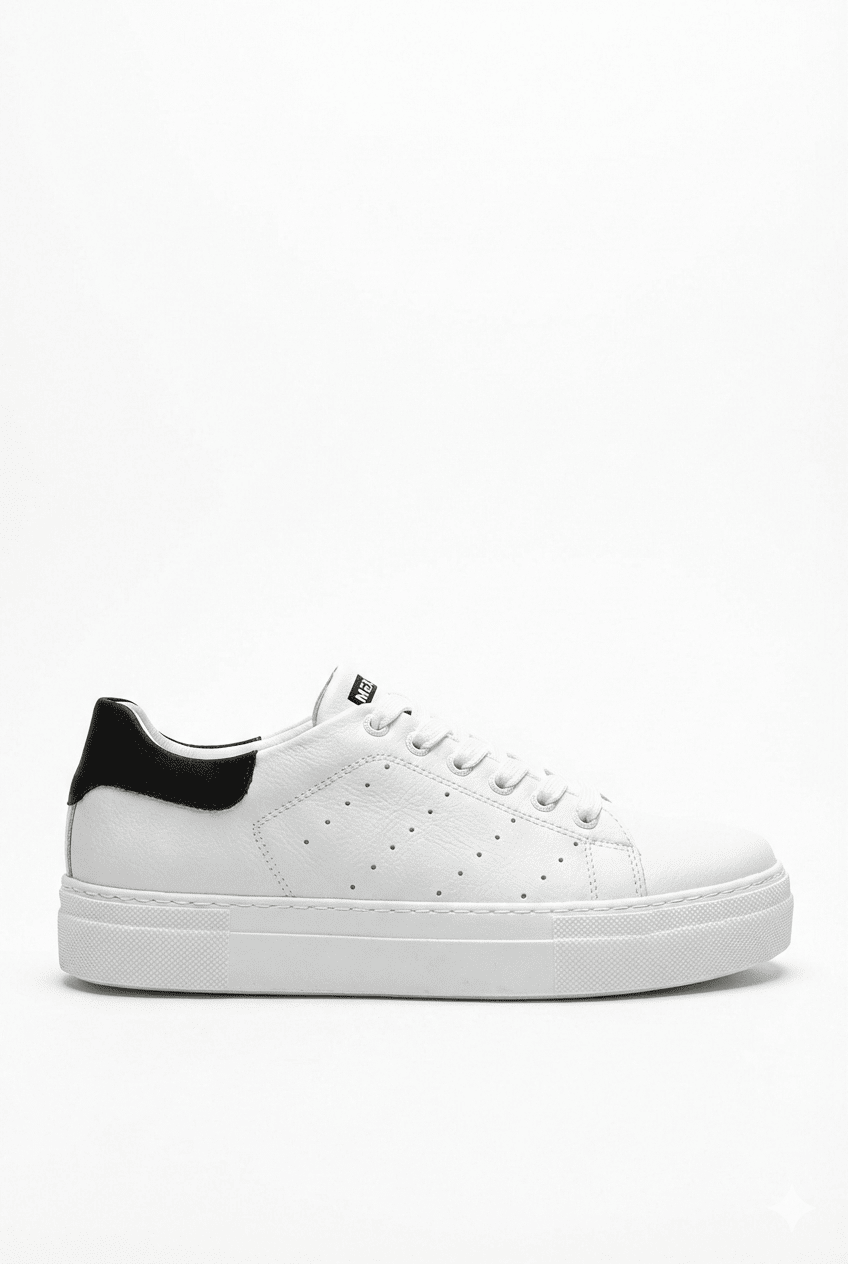 Tennis Premium Bağcıklı Ortopedik Erkek Sneaker Beyaz Siyah