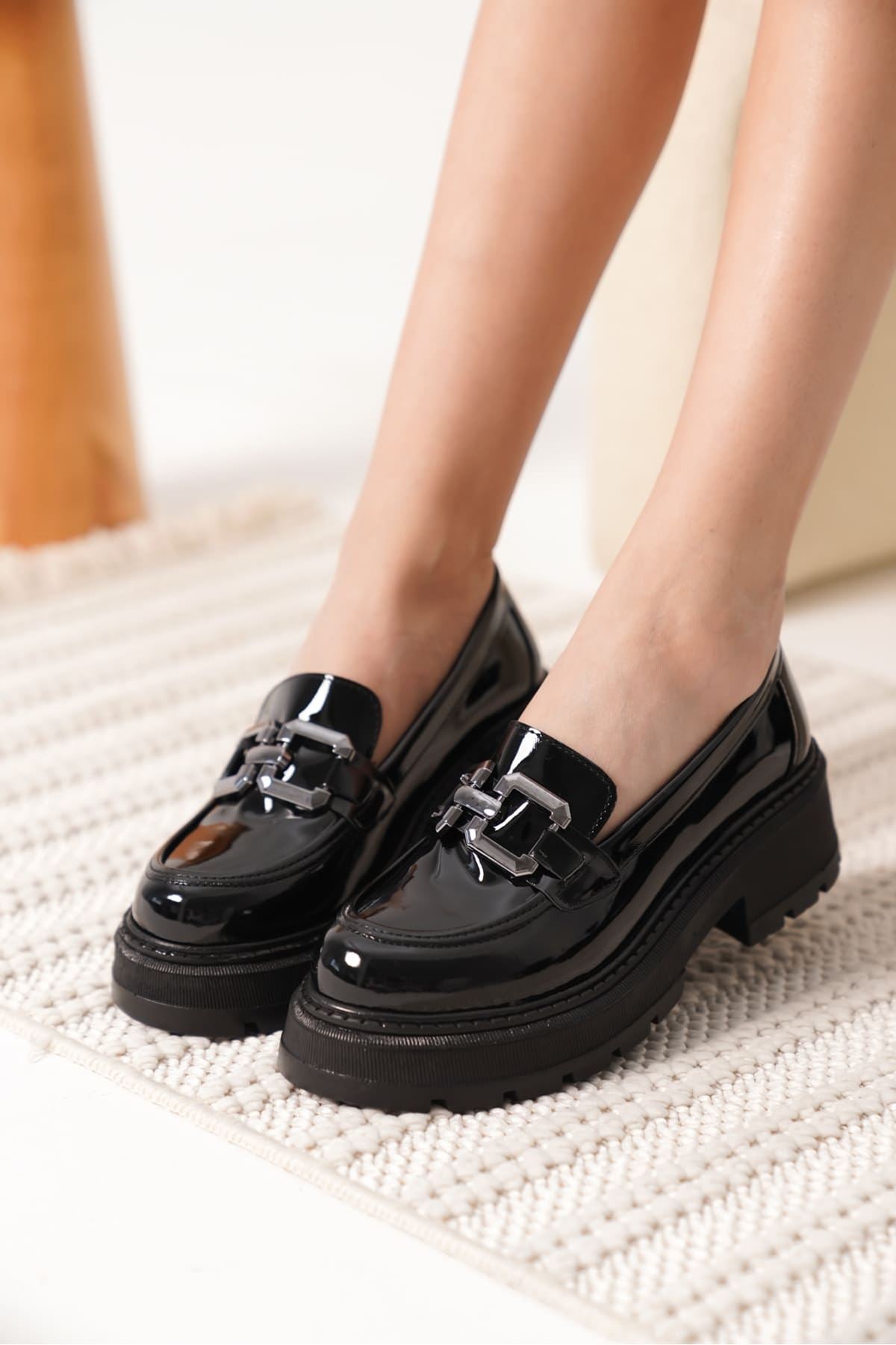Terry Premium Rugan Siyah Kadın Loafer