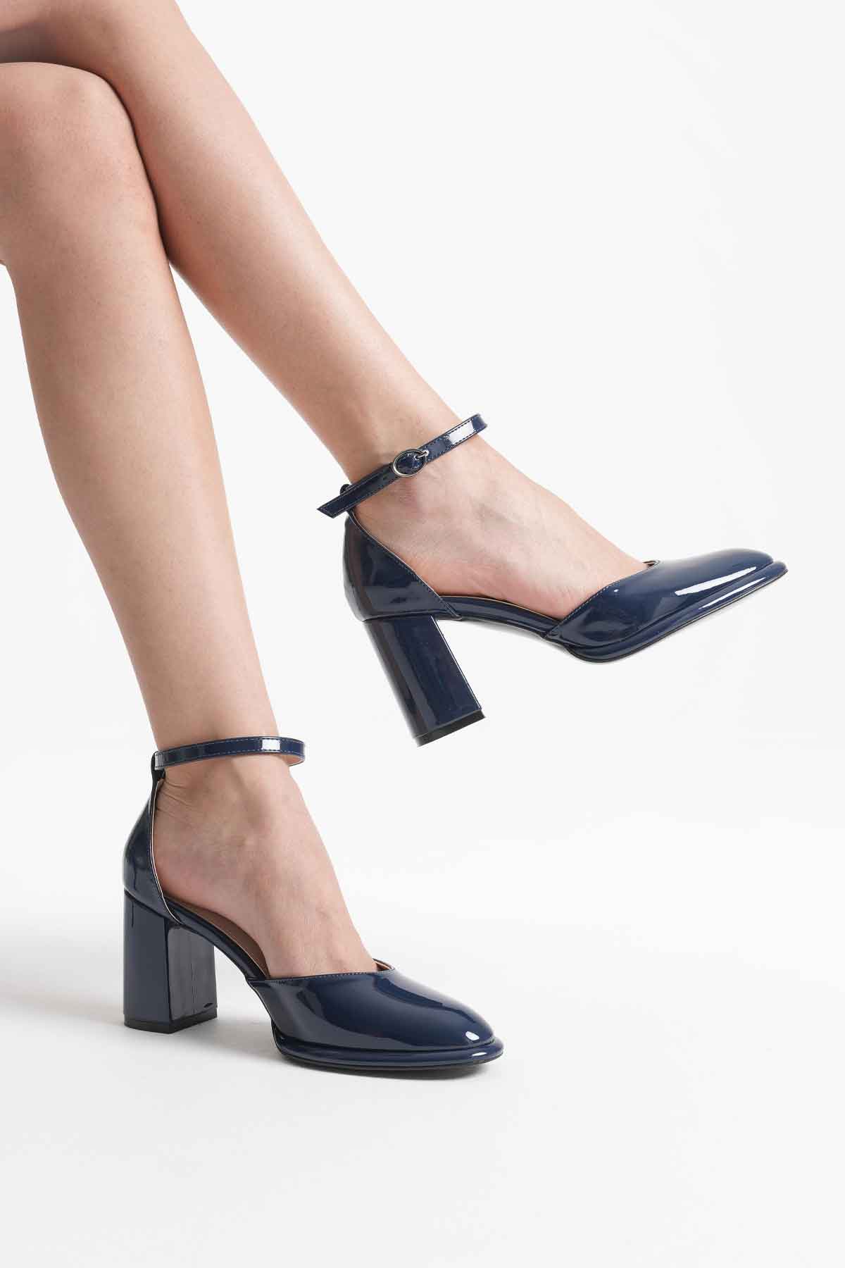 Theresa Premium Navy Blue Patent Leather Women's High Heels