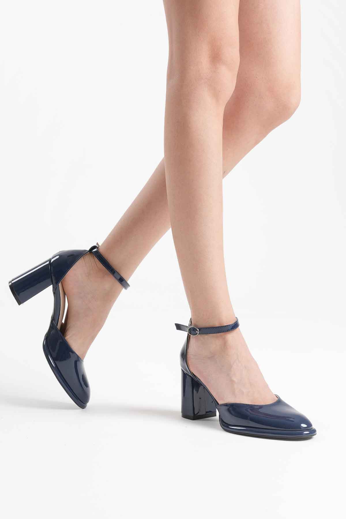 Theresa Premium Navy Blue Patent Leather Women's High Heels