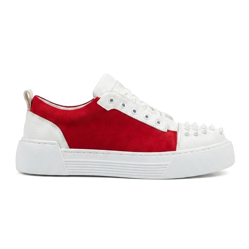 ZRC169 Yüksek Kalite Kalın Taban Bağcıklı Erkek Sneaker Beyaz Kırmızı