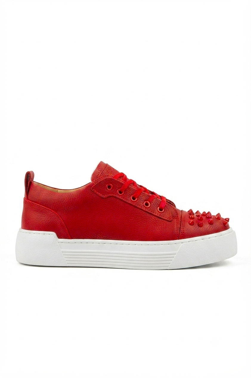 ZRC169 Yüksek Kalite Kalın Taban Bağcıklı Erkek Sneaker Kırmızı