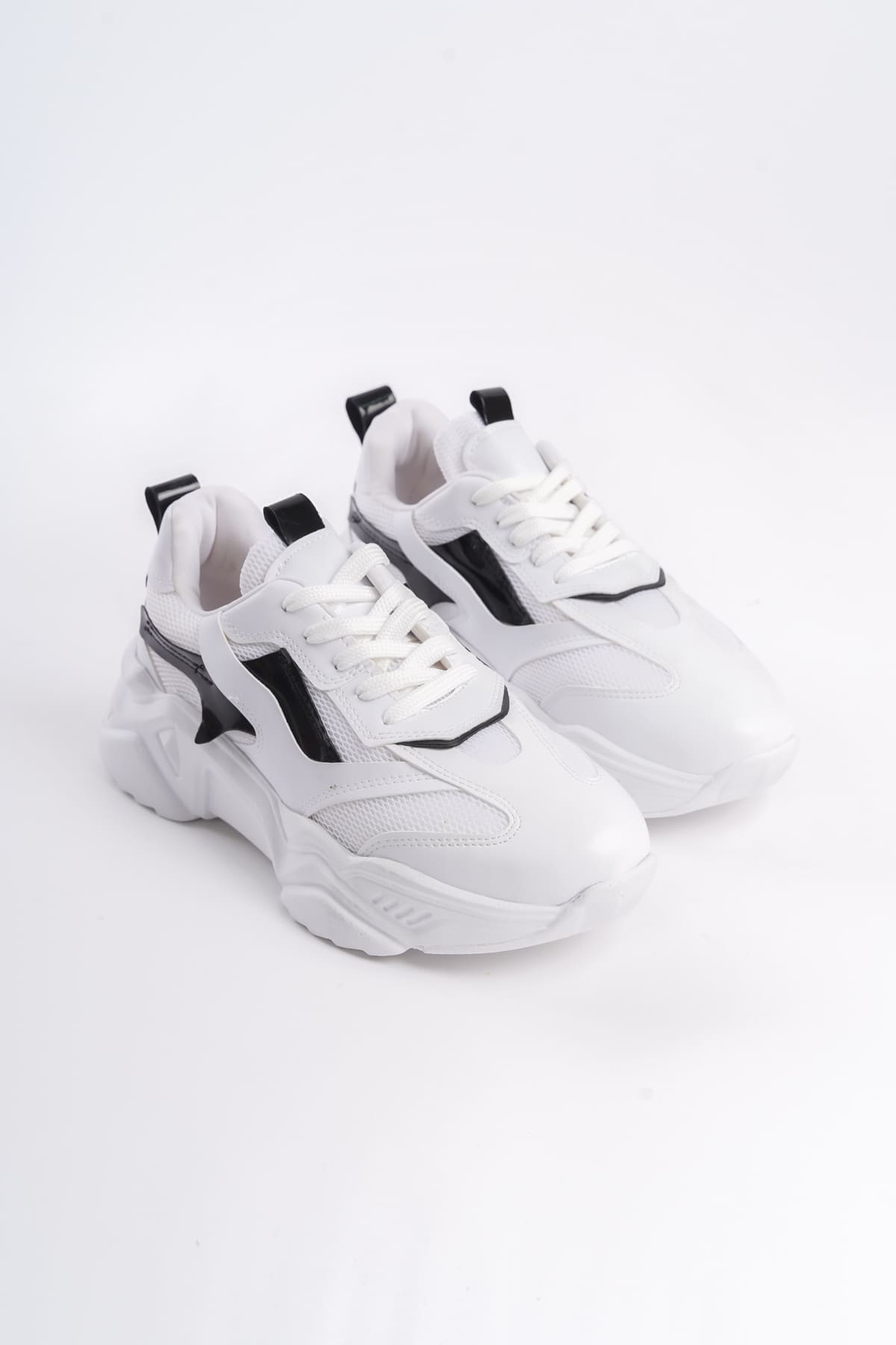 FlexStep Orthopedic Sole Knitted Sports Shoes White Black