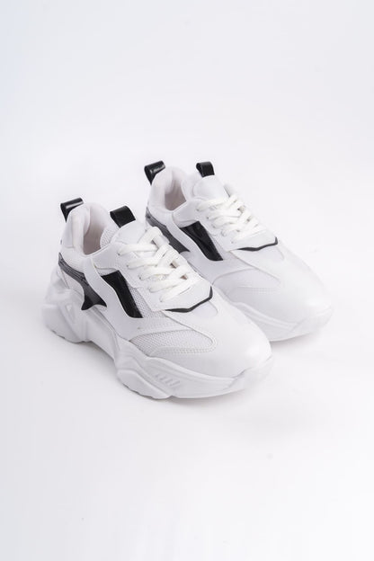 FlexStep Orthopedic Sole Knitted Sports Shoes White Black