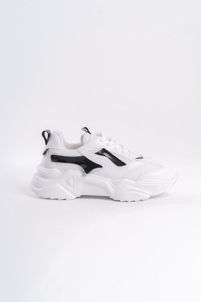 FlexStep Orthopedic Sole Knitted Sports Shoes White Black