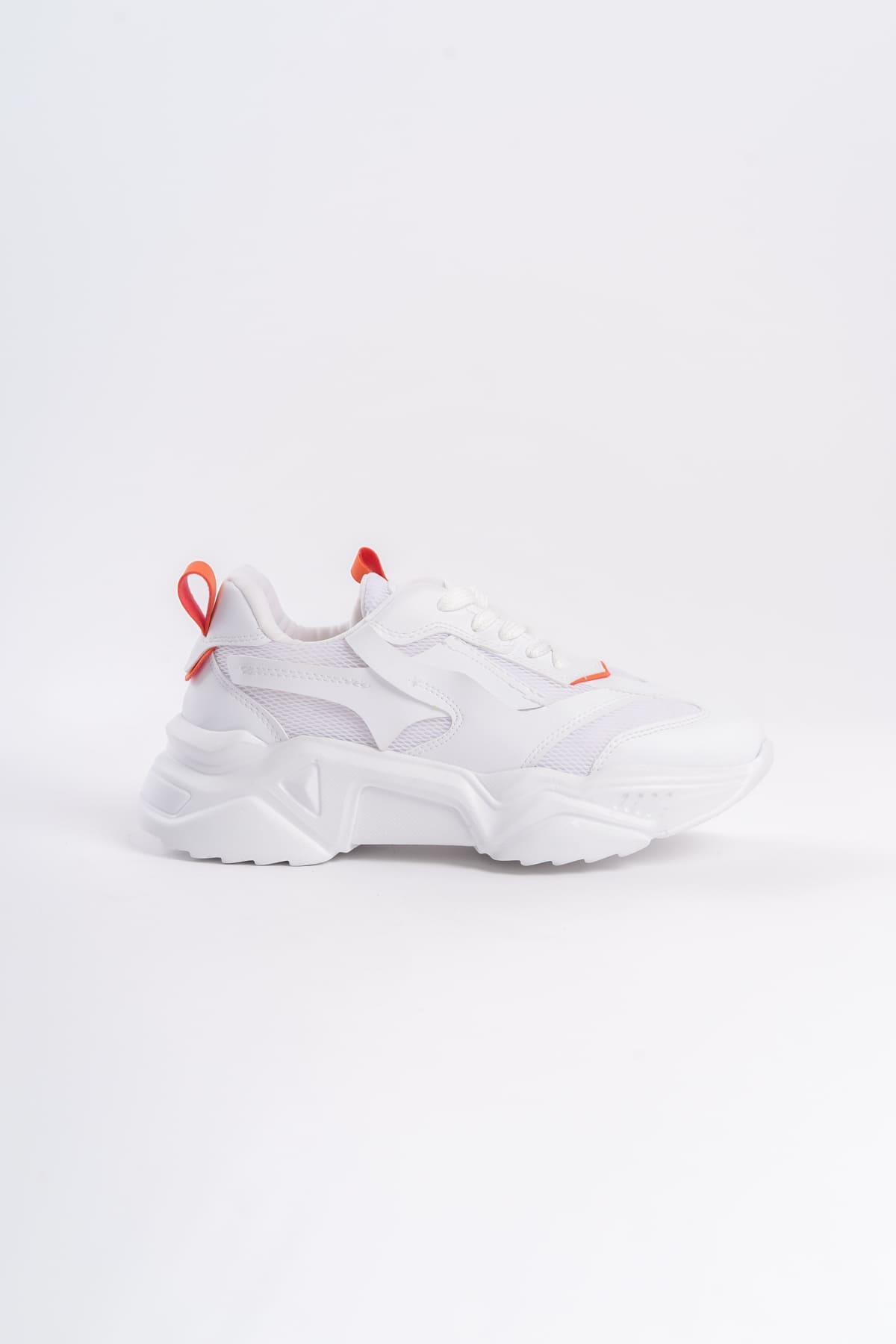 FlexStep Orthopedic Sole Knitted Sports Shoes White Orange