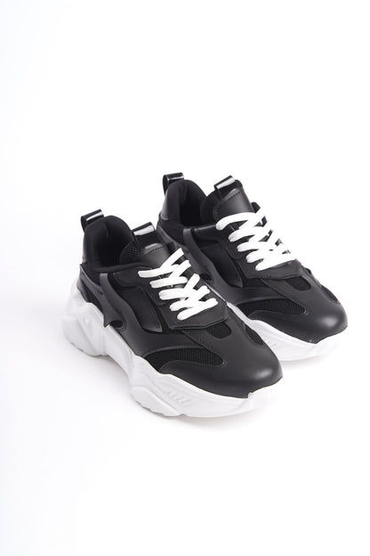 FlexStep Orthopedic Sole Knitted Sports Shoes Black White